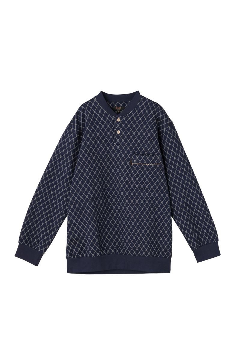 【MEN】ニットキルトダイヤ柄ヘンリーネックトップスLL 詳細画像 89/ネイビー