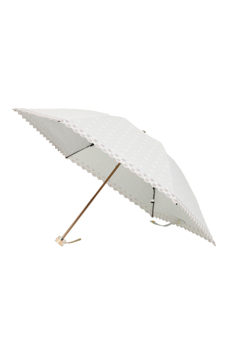 【日傘】ミニ折りたたみ傘ジャカード刺繍 詳細画像 10/ホワイト