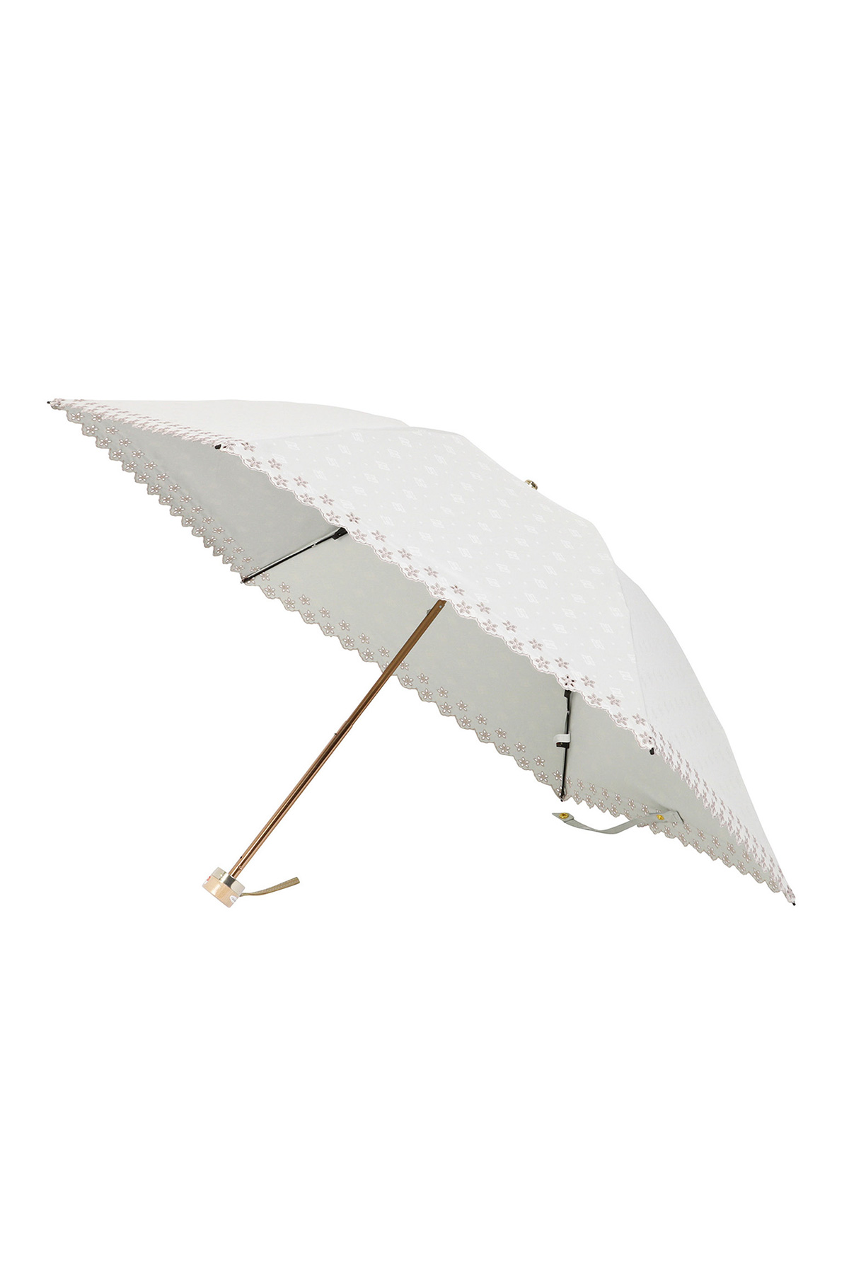 【日傘】ミニ折りたたみ傘ジャカード刺繍 詳細画像 10/ホワイト 2