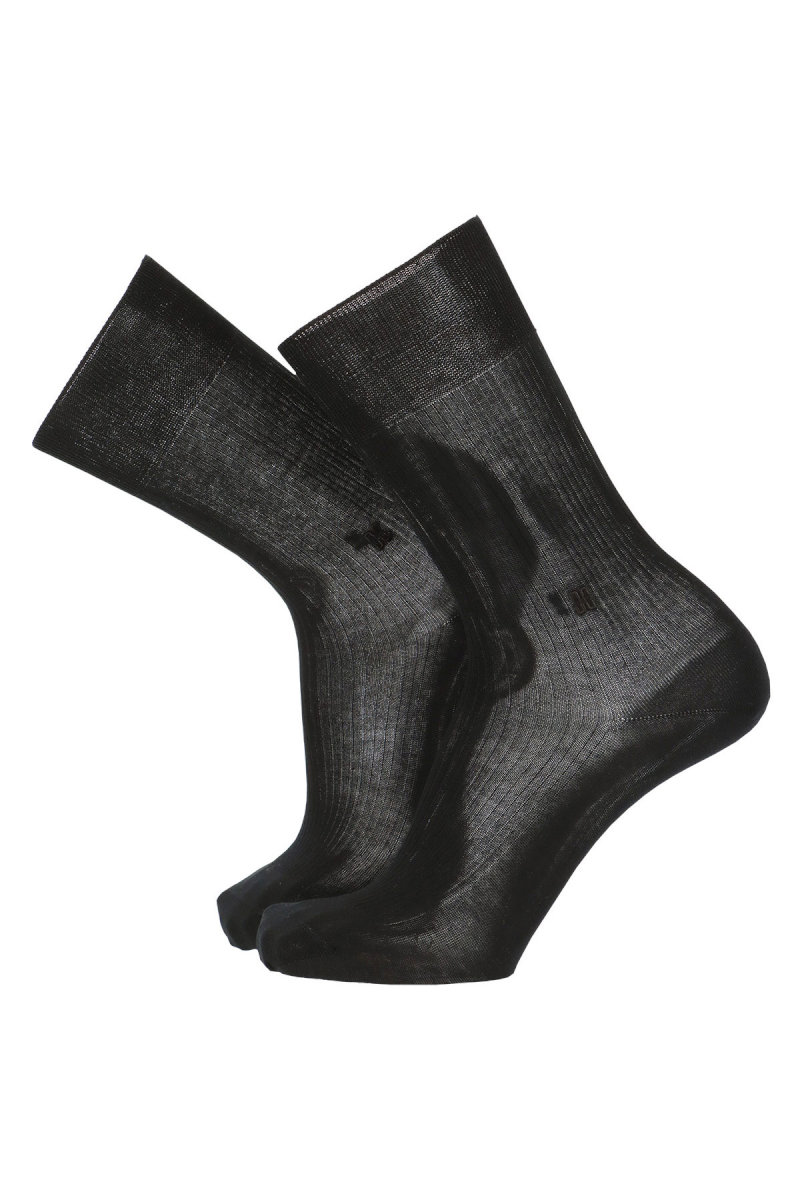 【MEN】綿100ストレッチリブソックス 詳細画像 98/ブラック