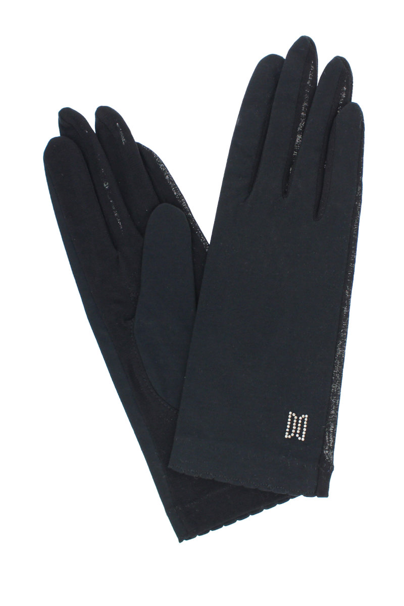 【WOMEN】UV手袋 ショート丈 五本指　綿100% シンプル 詳細画像 01/ブラック