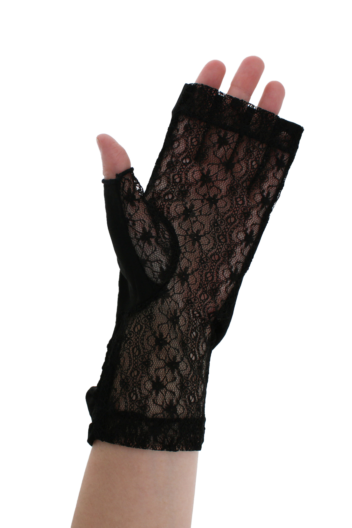 【WOMEN】UV手袋 ショート丈 指先フリー 接触冷感  シャーリング 詳細画像 01/ブラック 2