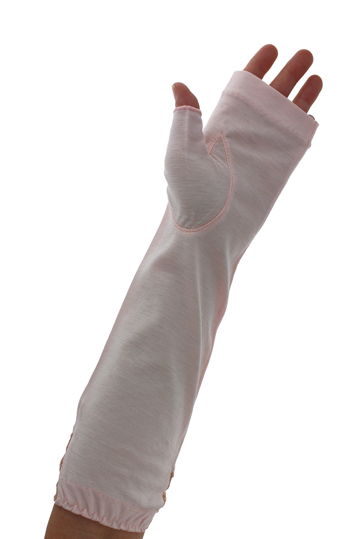 【WOMEN】UV手袋 セミロング丈 指先フリー 接触冷感  裾レース 詳細画像 1