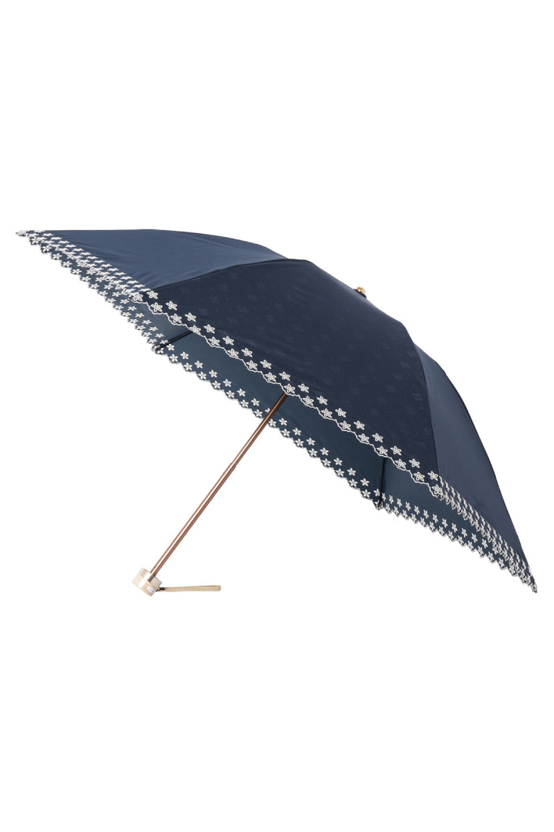 【日傘】ミニ折りたたみ傘ドットジャカード刺繍 詳細画像 74/ネイビー