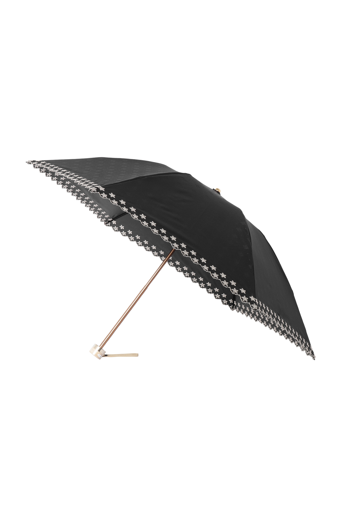 【日傘】ミニ折りたたみ傘ドットジャカード刺繍 詳細画像 15/ブラック