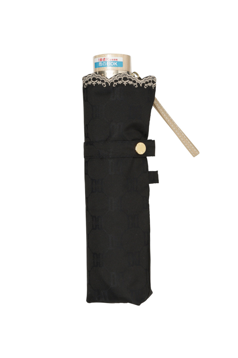 【日傘】ミニ折りたたみ傘ロゴジャカード刺繍 詳細画像 15/ブラック