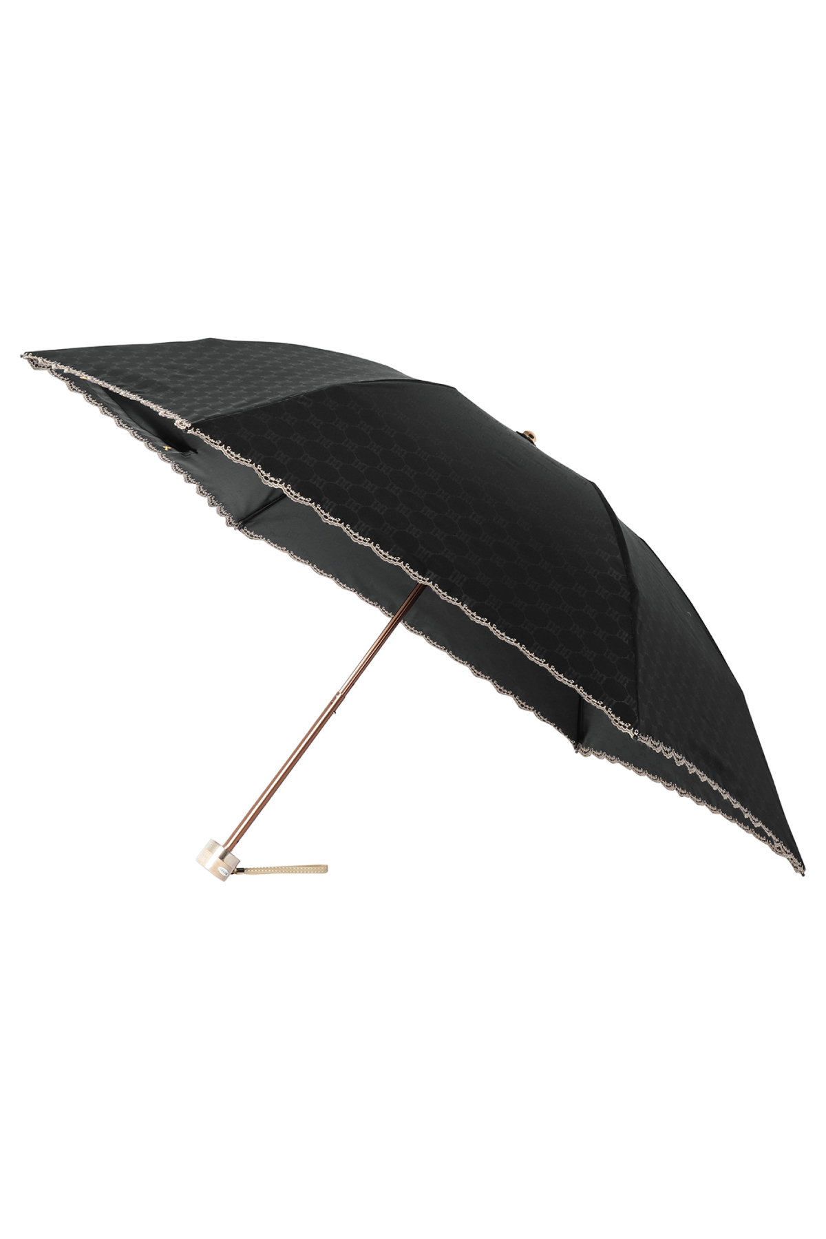 【日傘】ミニ折りたたみ傘ロゴジャカード刺繍 詳細画像 15/ブラック