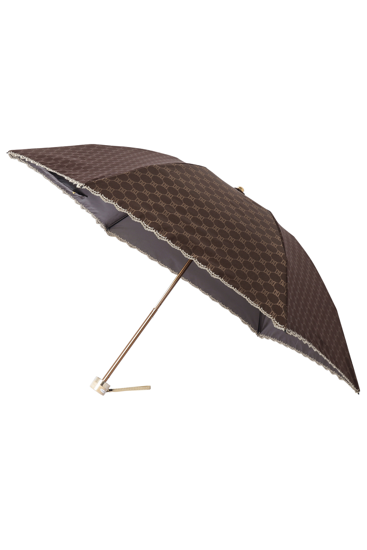 【日傘】ミニ折りたたみ傘ロゴジャカード刺繍 詳細画像 24/ブラウン