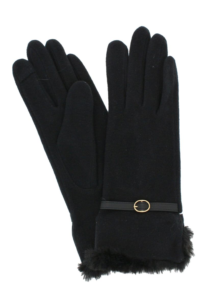 【WOMEN】スマホ対応ベルト付きジャージ手袋 詳細画像 10/ブラック_DAKS