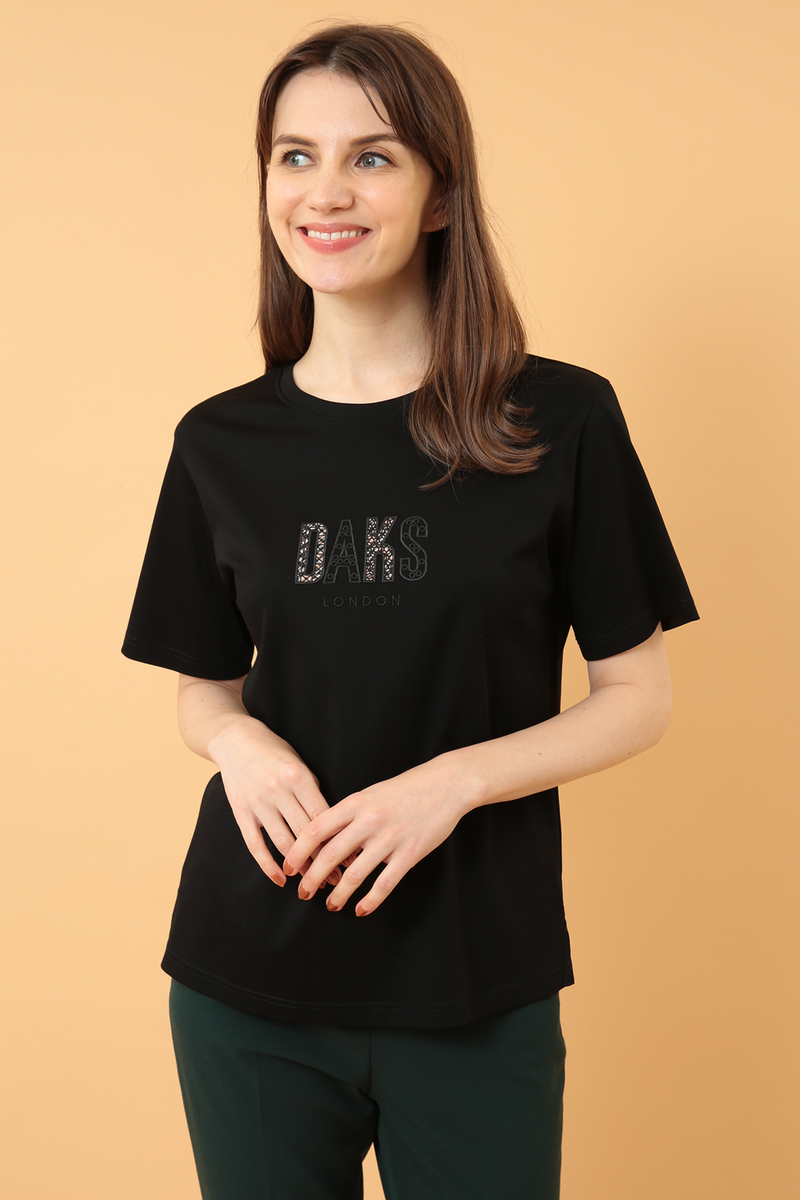 レース風ロゴ刺繍Tシャツ 詳細画像 10/ブラック