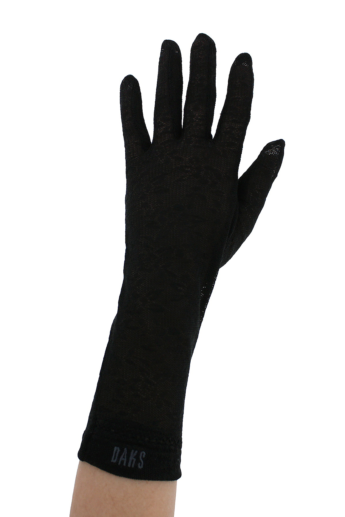 花柄レース 裾ライン五本指UV手袋 詳細画像 10/ブラック 1