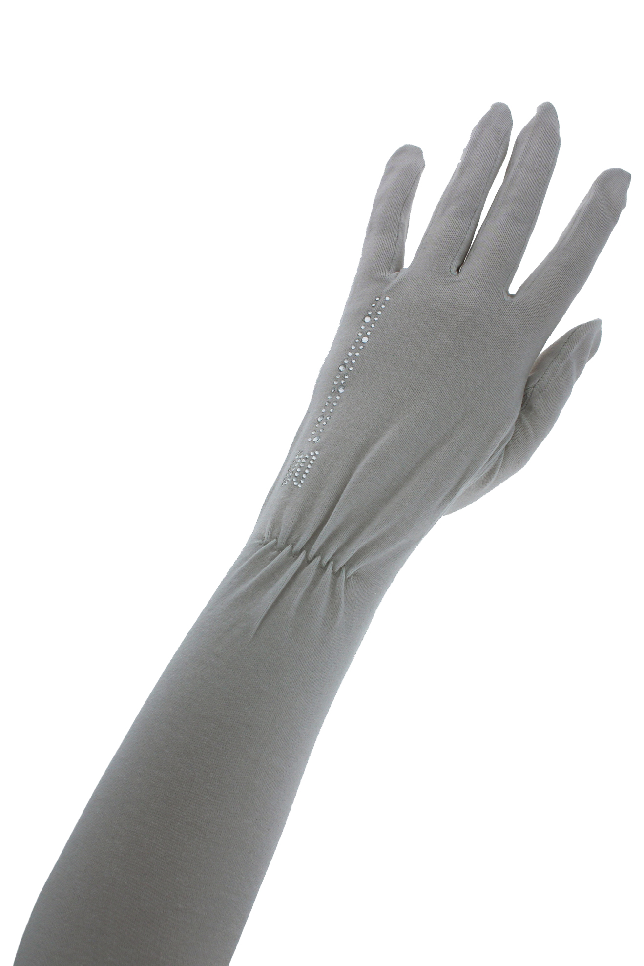 ラインストーン接触冷感五本指UV手袋 詳細画像 12/ライトグレー 1