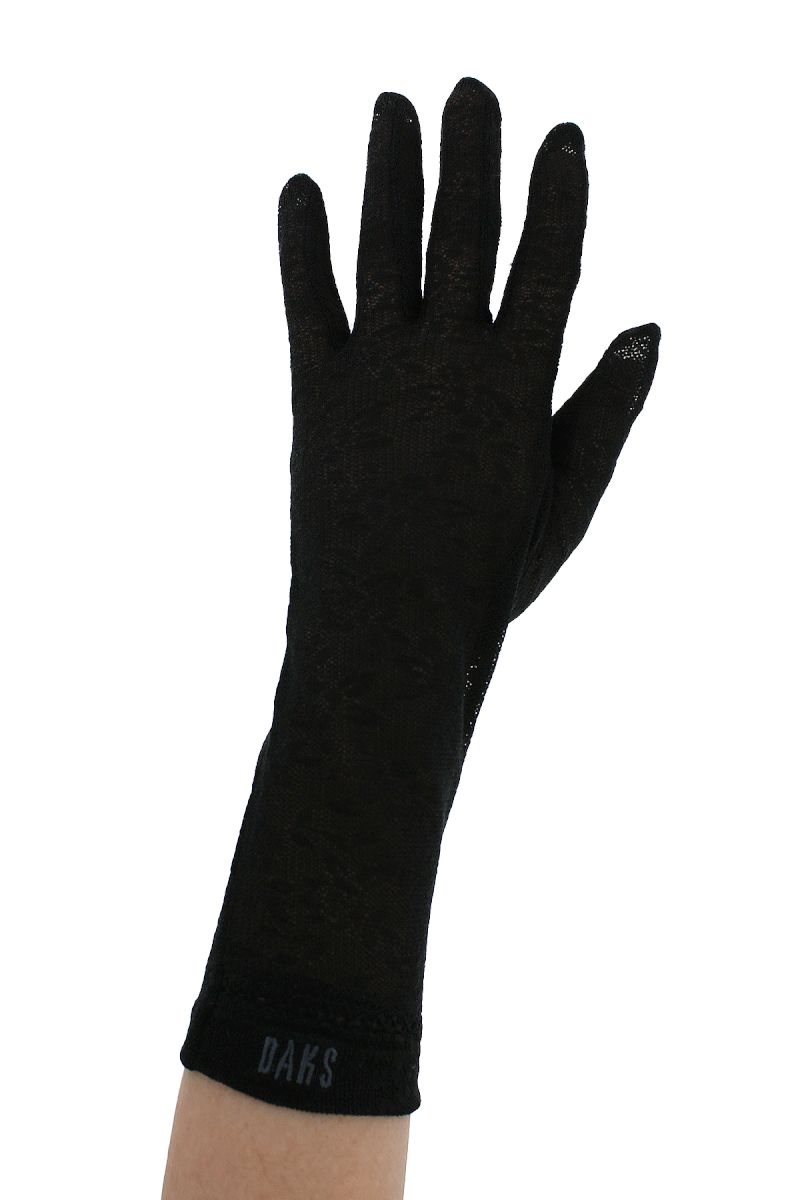 花柄レース裾ラインUV手袋（五本指） 詳細画像 10/ブラック