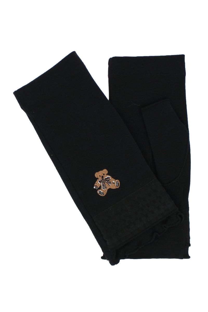 ベア刺繍ショート丈UV手袋 （指先フリー） 詳細画像 10/ブラック