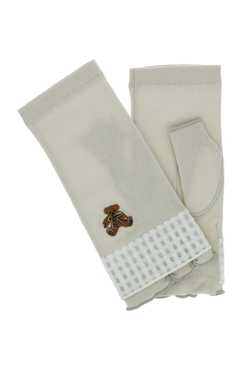 ベア刺繍ショート丈UV手袋 （指先フリー） 詳細画像 13/グレー