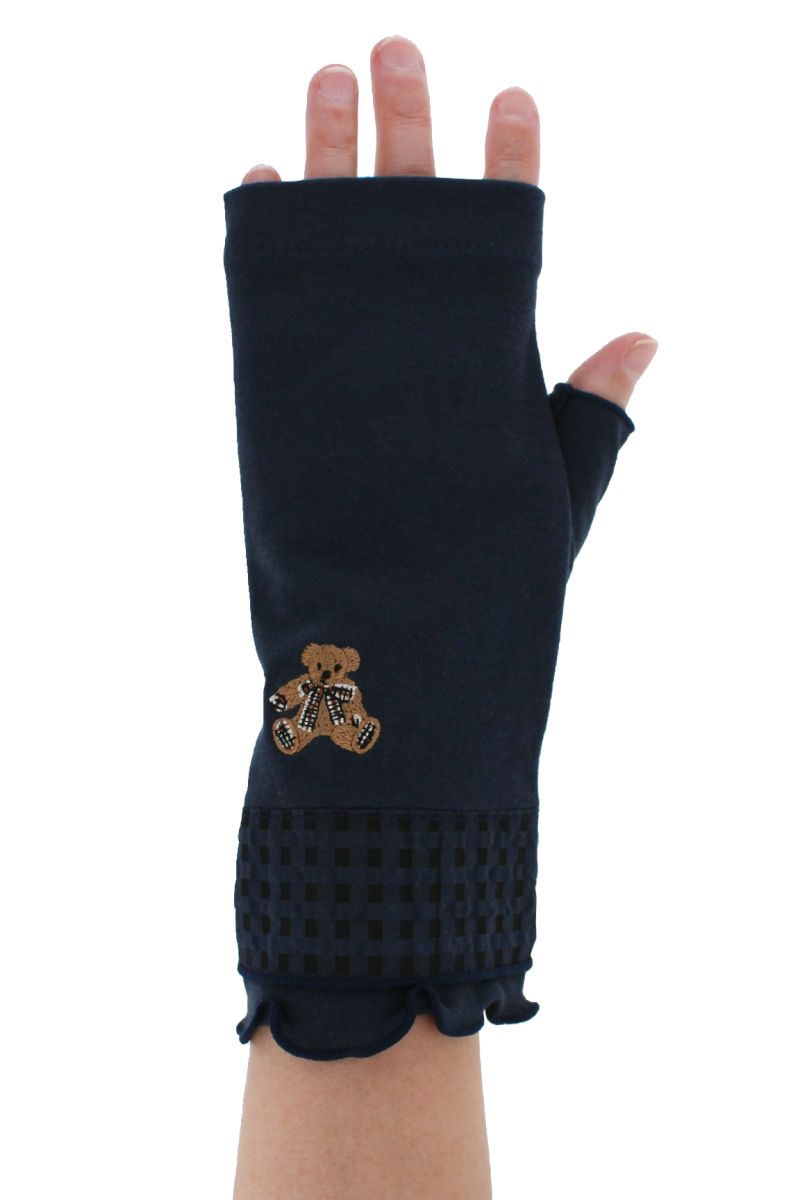 ベア刺繍ショート丈UV手袋 （指先フリー） 詳細画像 89/ネイビー