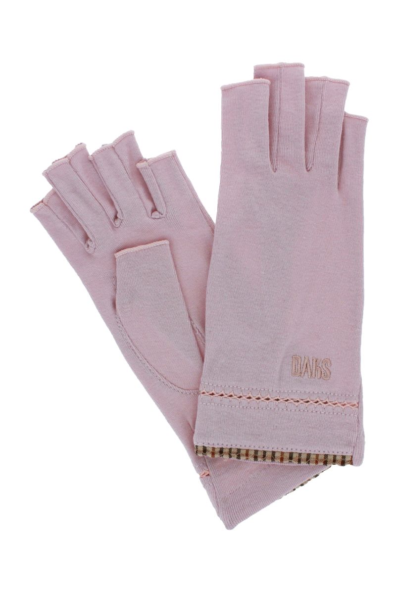 チェックショート丈UV手袋 （指先カット） 詳細画像 72/ピンク