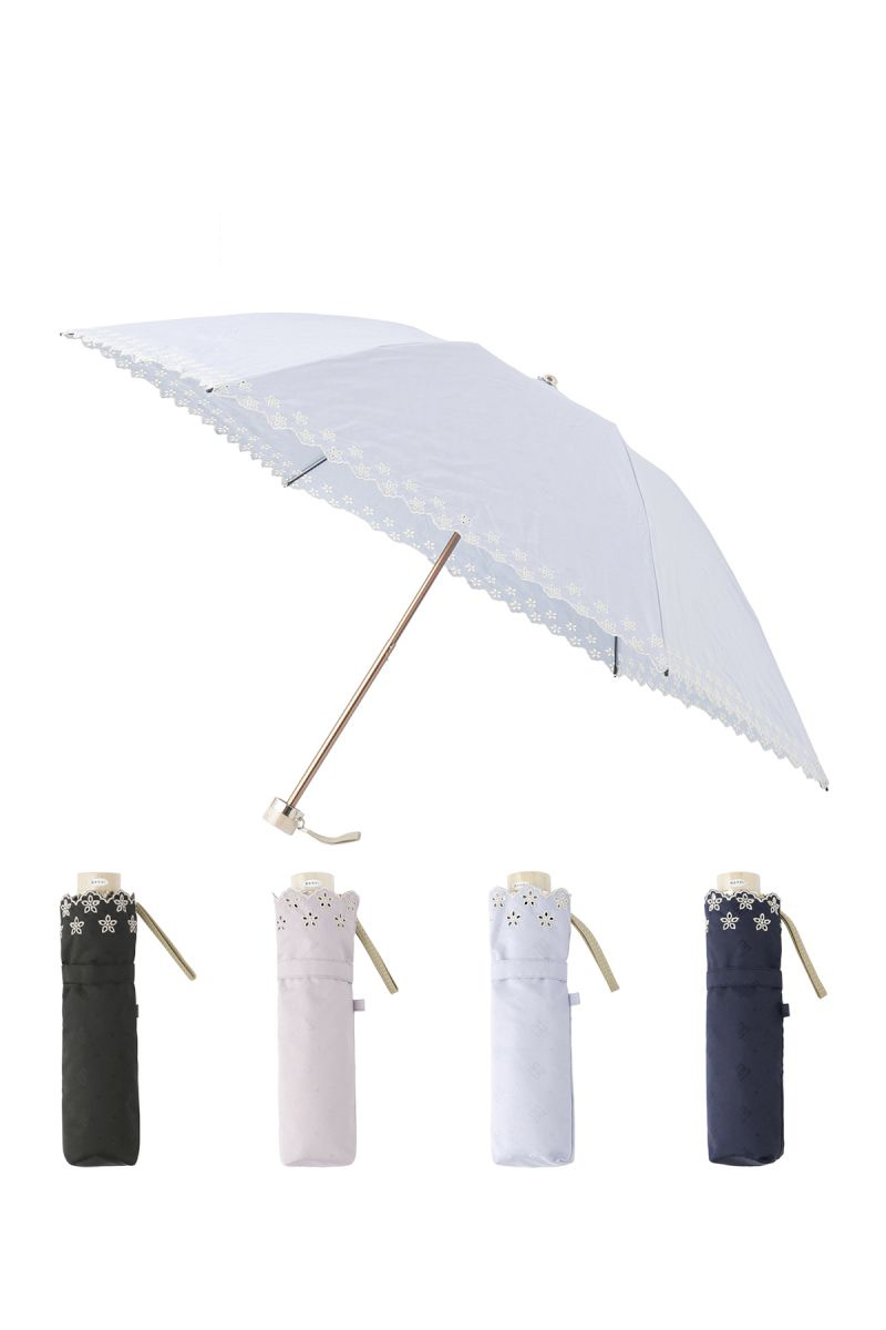 ドットＤＤジャカードボーラ刺繍 晴雨兼用折りたたみ傘 詳細画像 85/ブルー