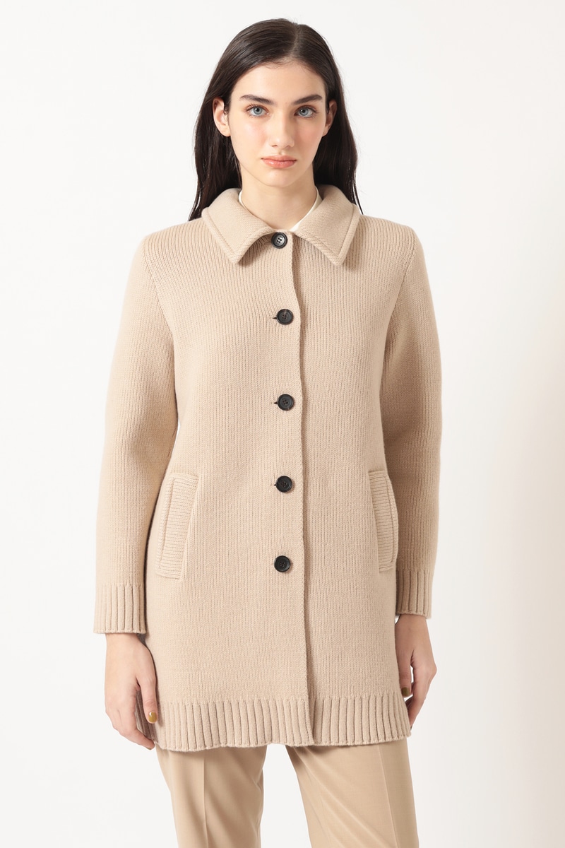 JS ダブルフェイス ニットステンカラーコート