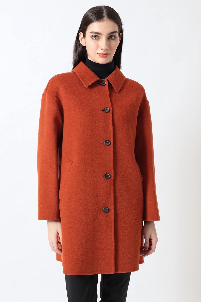 ウール ショートステンカラーコート 詳細画像 オレンジ