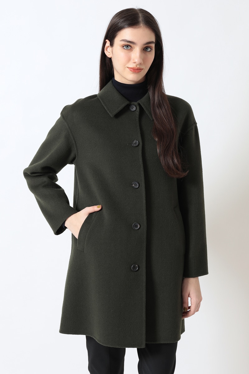 ウール ショートステンカラーコート 詳細画像 グリーン
