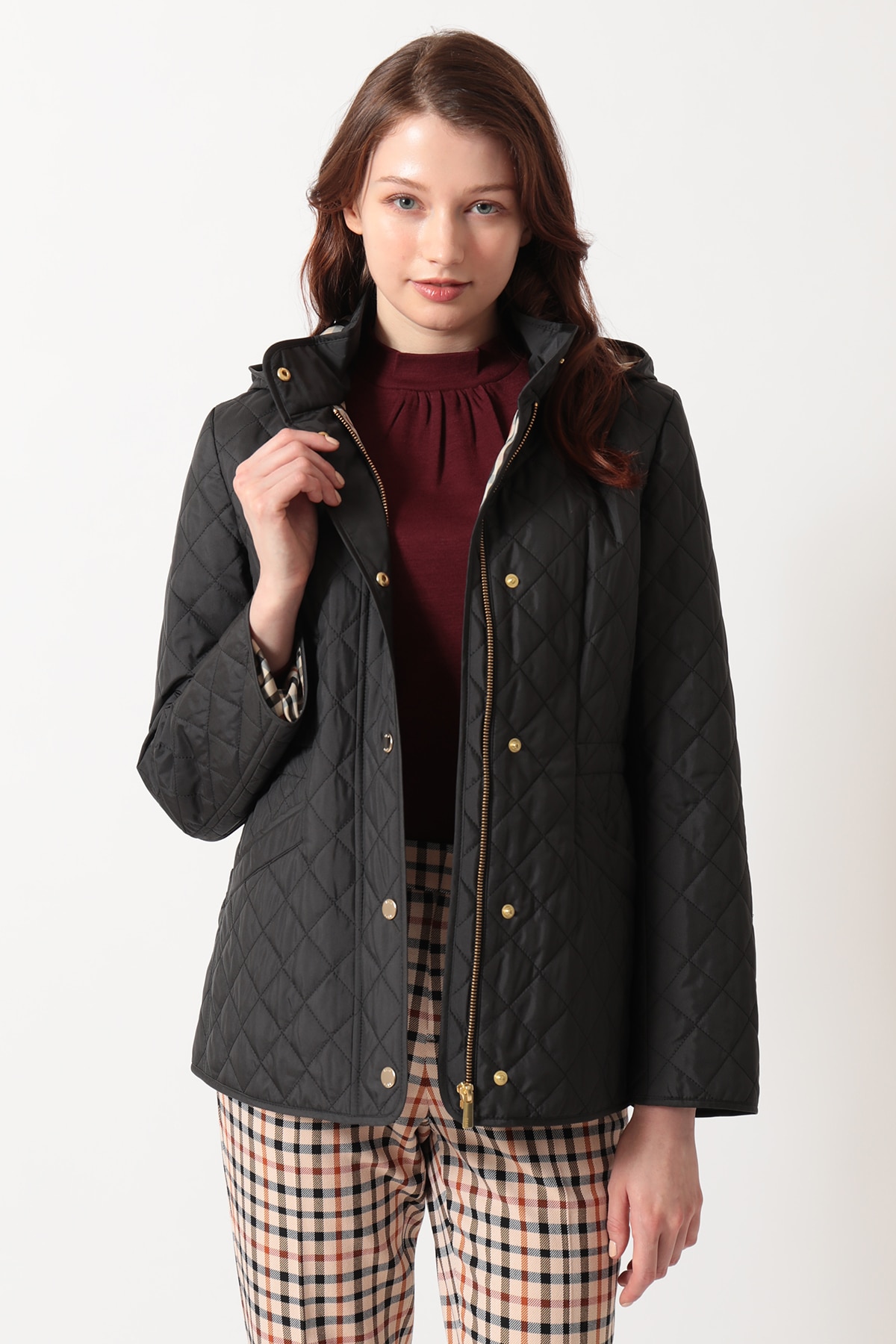 ライトウェイト フーデッドキルティングブルゾン 詳細画像 ブラック 1