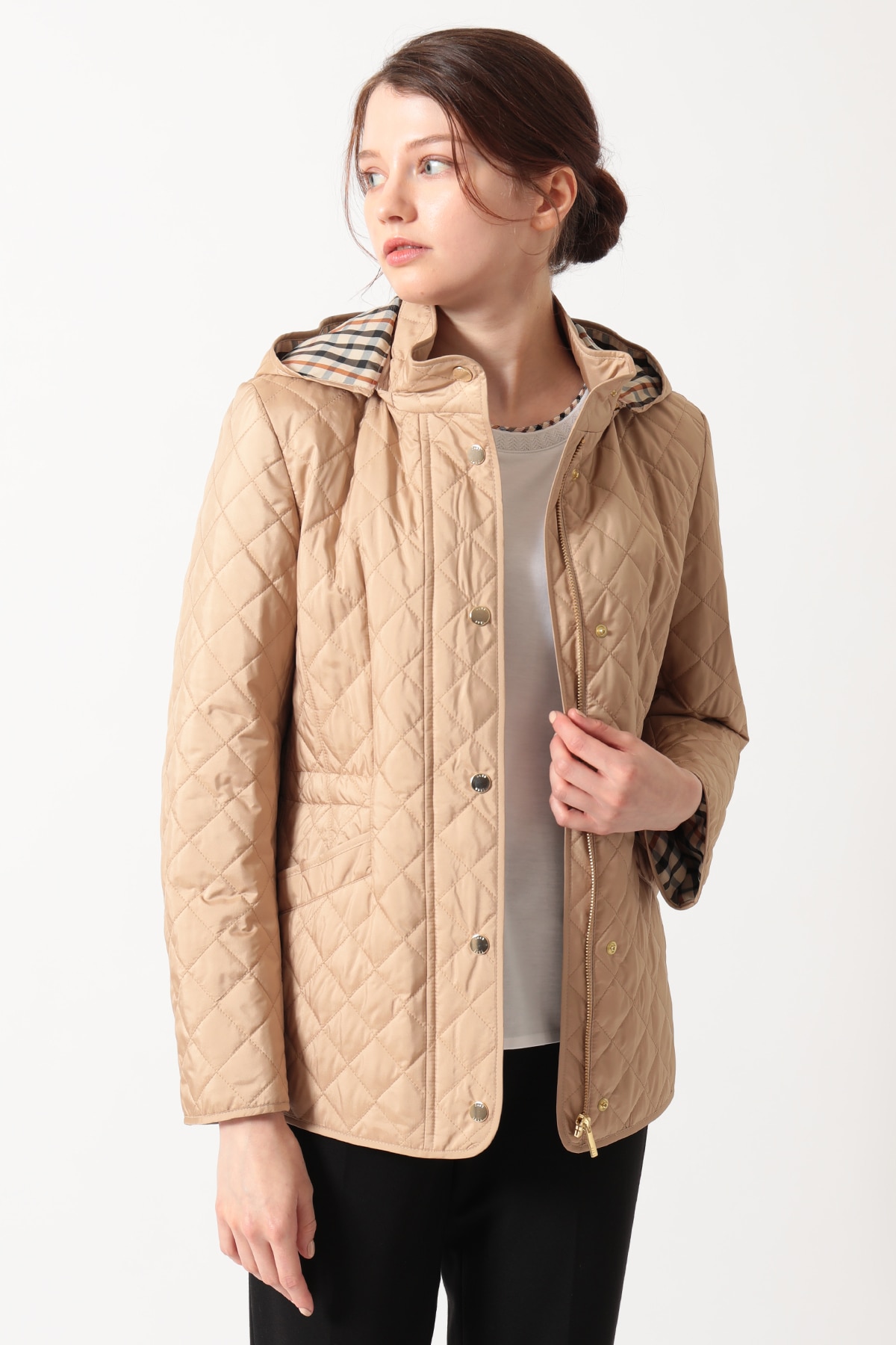 ライトウェイト フーデッドキルティングブルゾン 詳細画像 ベージュ 1