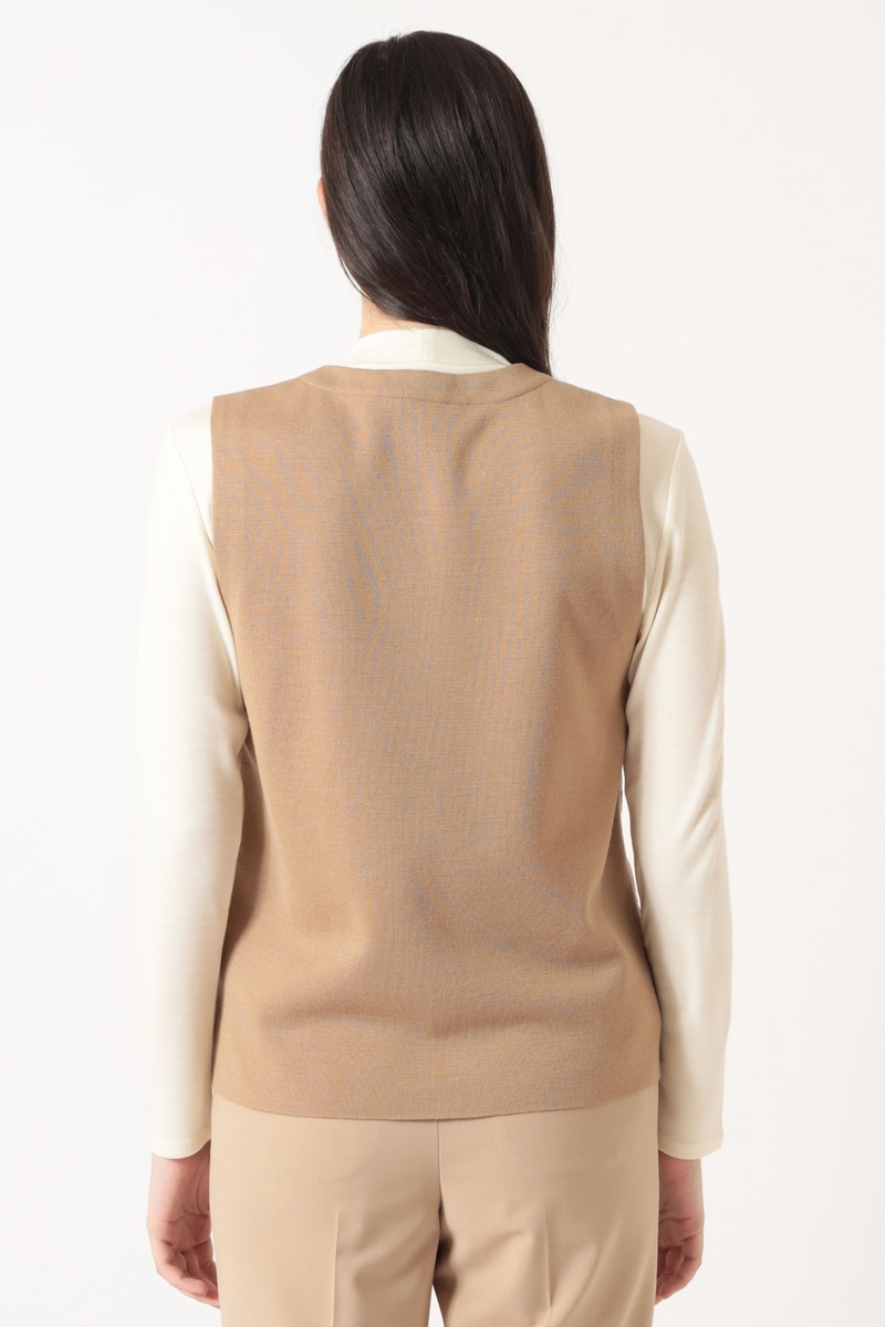 キルティングコンビ ニットベスト 詳細画像 ベージュ