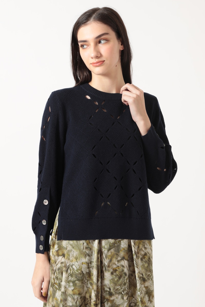 JS ダイヤ柄シアーニット プルオーバー