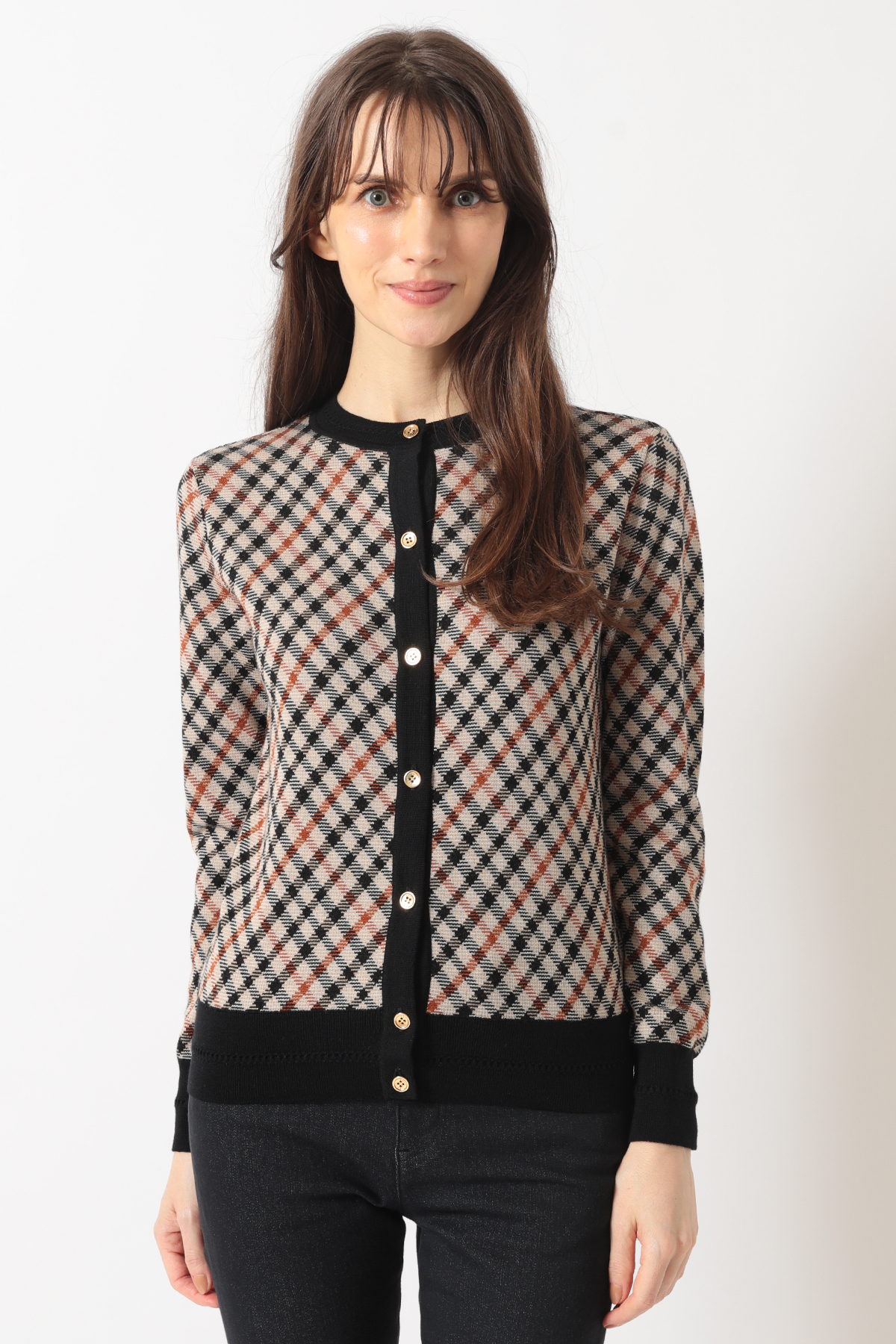 ハウスチェック ジャカードカーディガン 詳細画像 ブラック 1