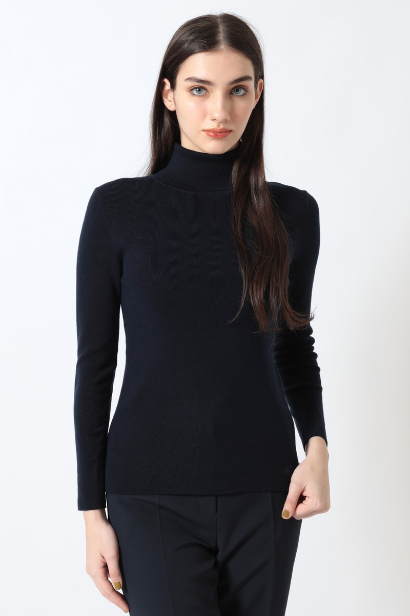 JS キュプラ混リブタートルニット