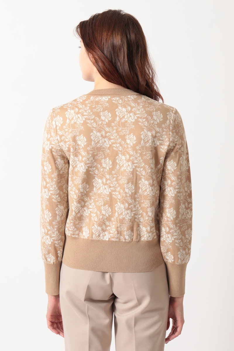 グラフィックフローリア ジャカードカーディガン 詳細画像 ベージュ