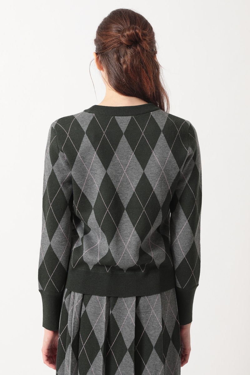 ジャカードアーガイルニット 詳細画像 グリーン