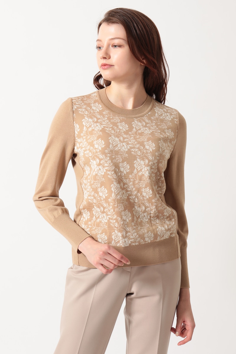 JS グラフィックフローリア ジャカードポロニット