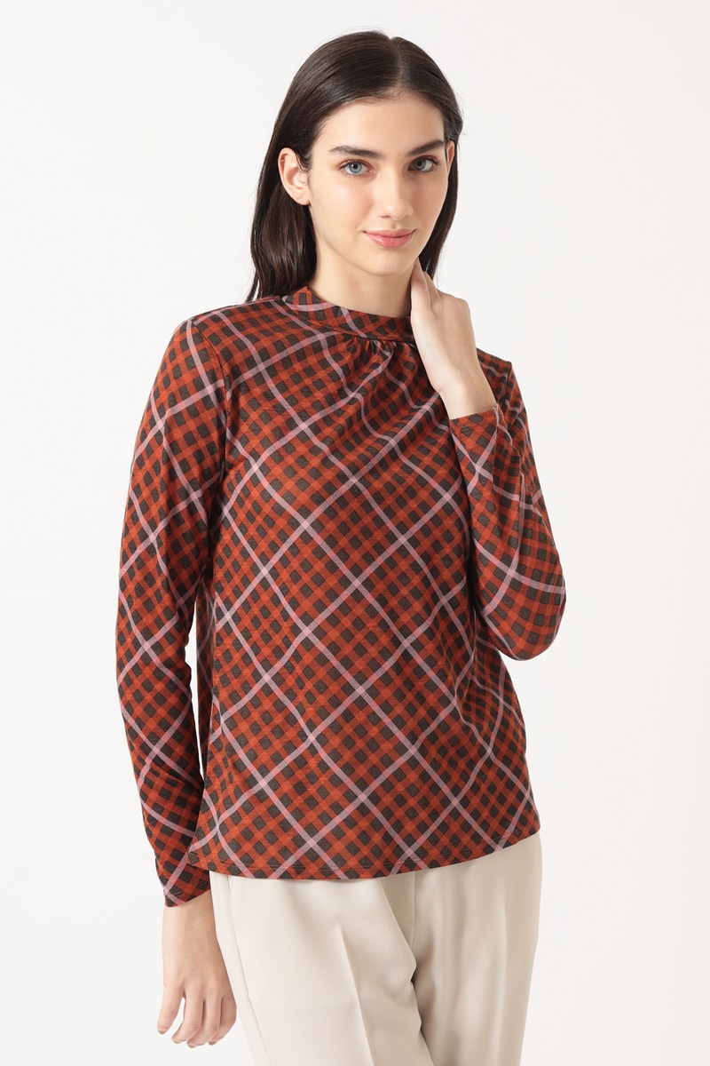 ファインメリノ ハイネックカットソー 詳細画像 ブラウン