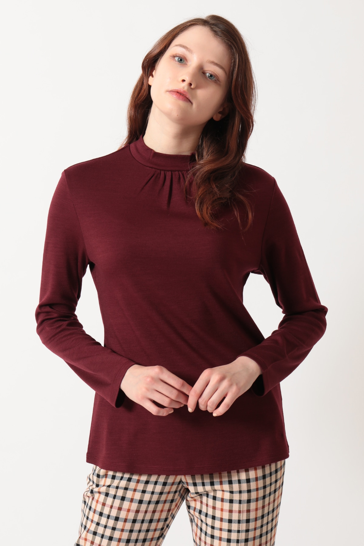 ウールスムース ハイネックカットソー 詳細画像 パープル 1