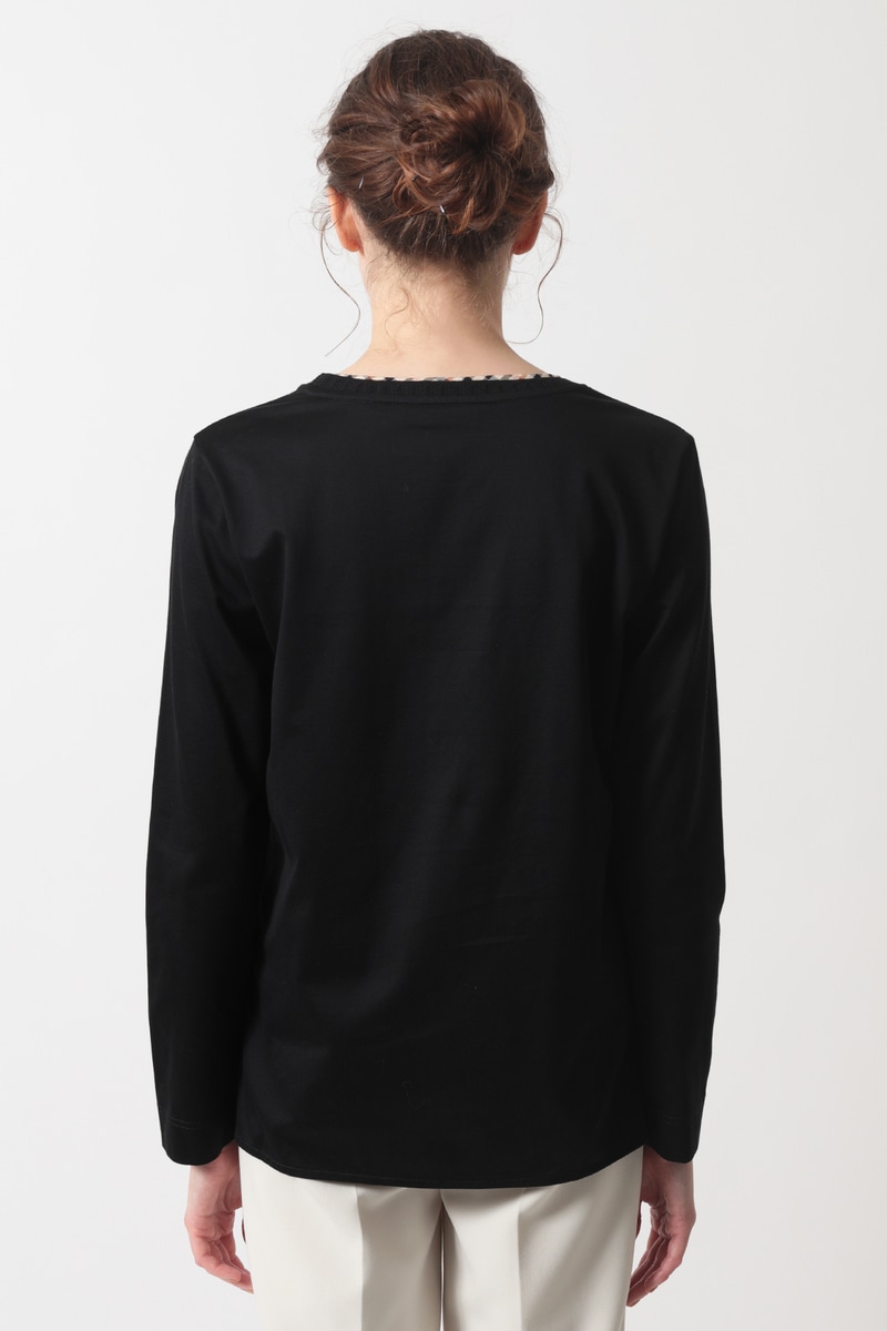 ミニハウスチェック襟 ダブルカラーTシャツ 詳細画像 ブラック