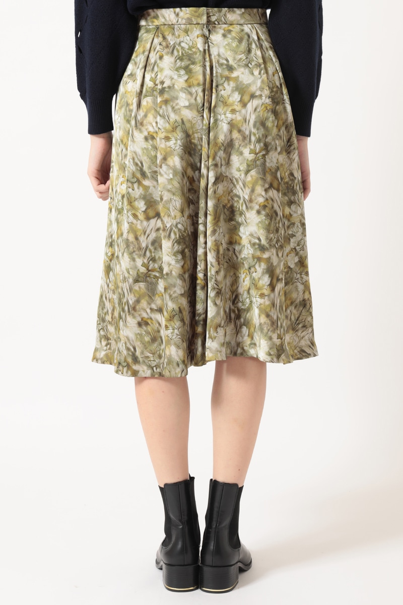 ドレープサテン ボックスタックスカート 詳細画像 グリーン