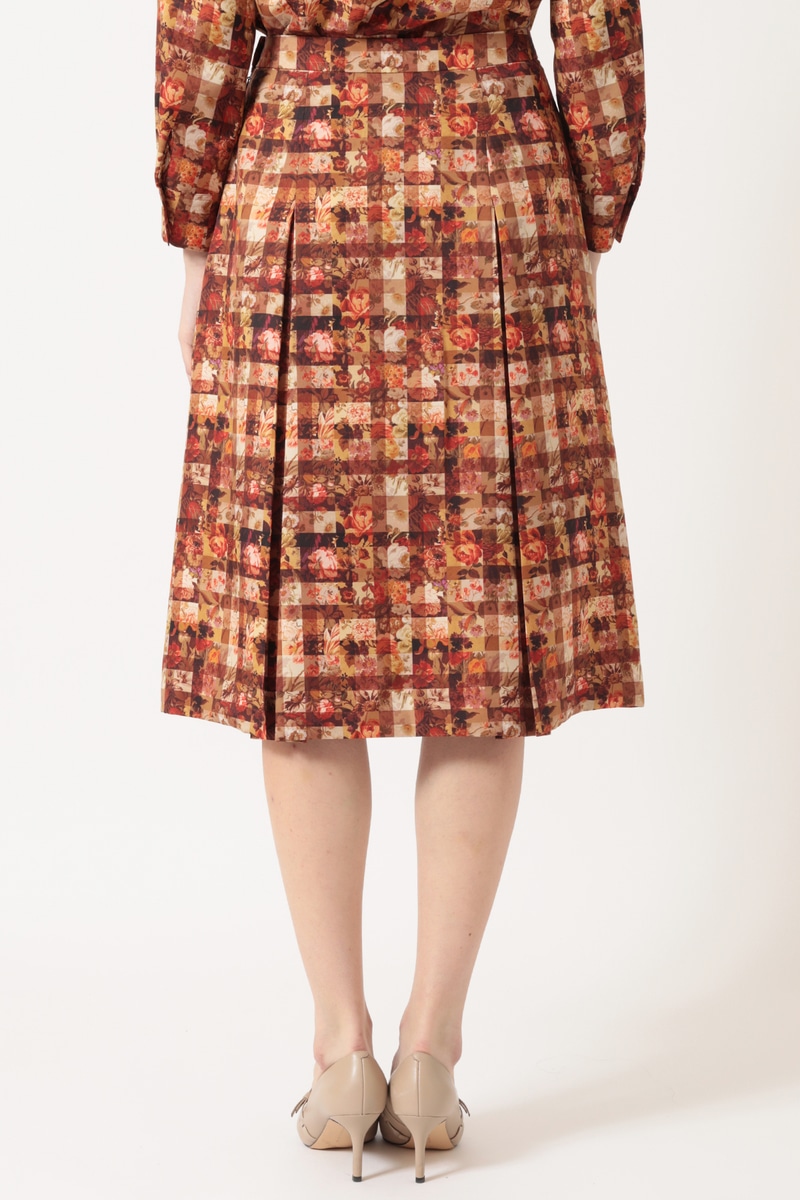 リバティプリント ボックスタックスカート 詳細画像 オレンジ