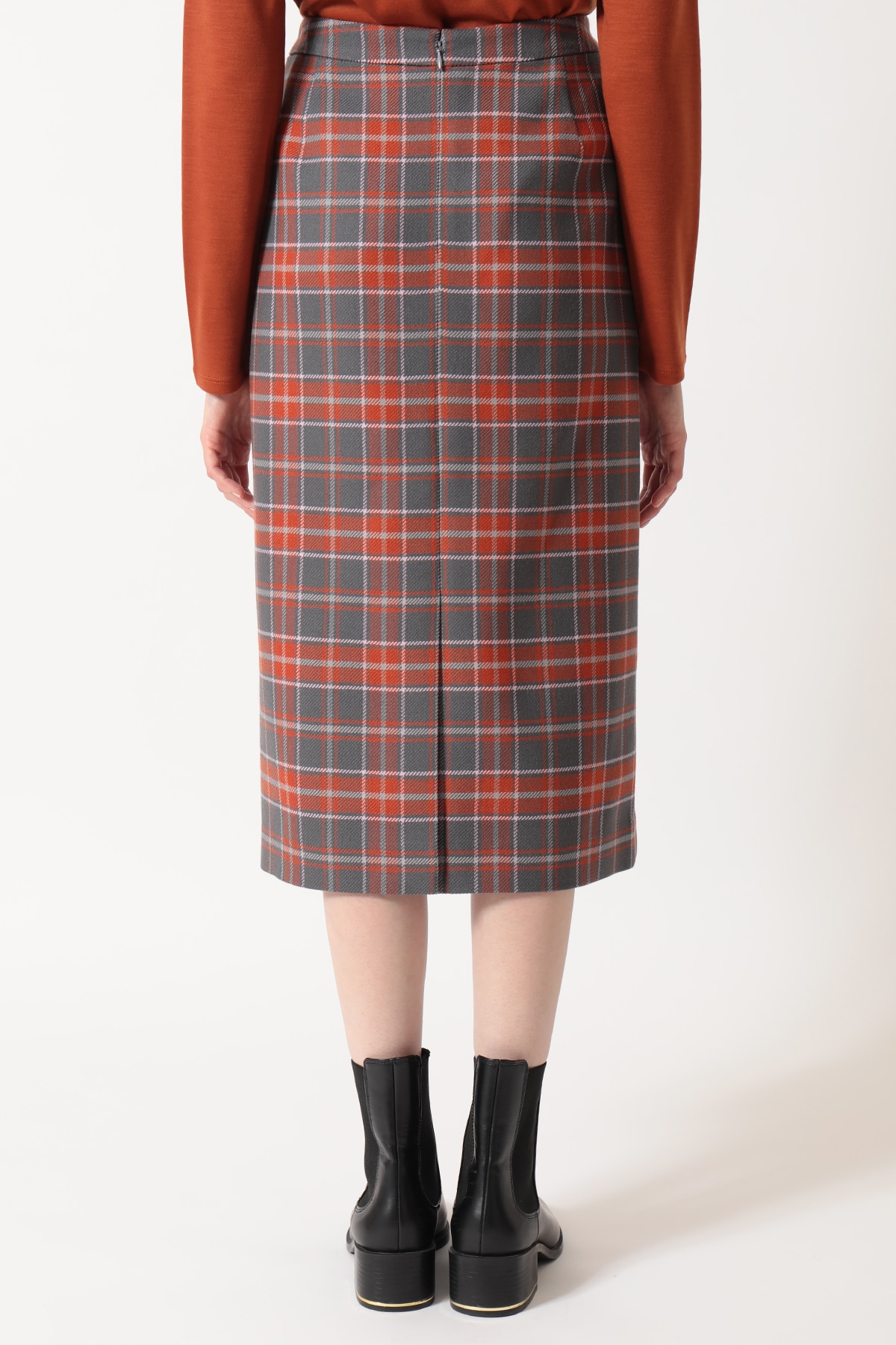 タータンチェック タイトスカート 詳細画像 ブラウン 2