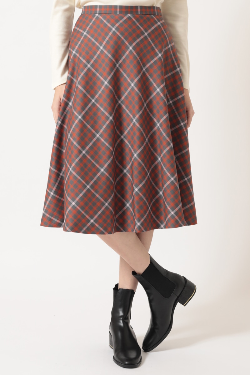 ハウスチェック フレアスカート 詳細画像 ブラウン