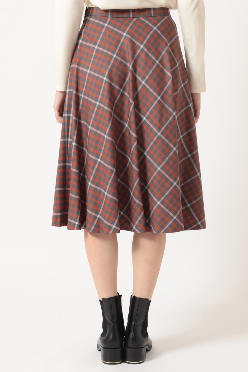 ハウスチェック フレアスカート 詳細画像 ブラウン