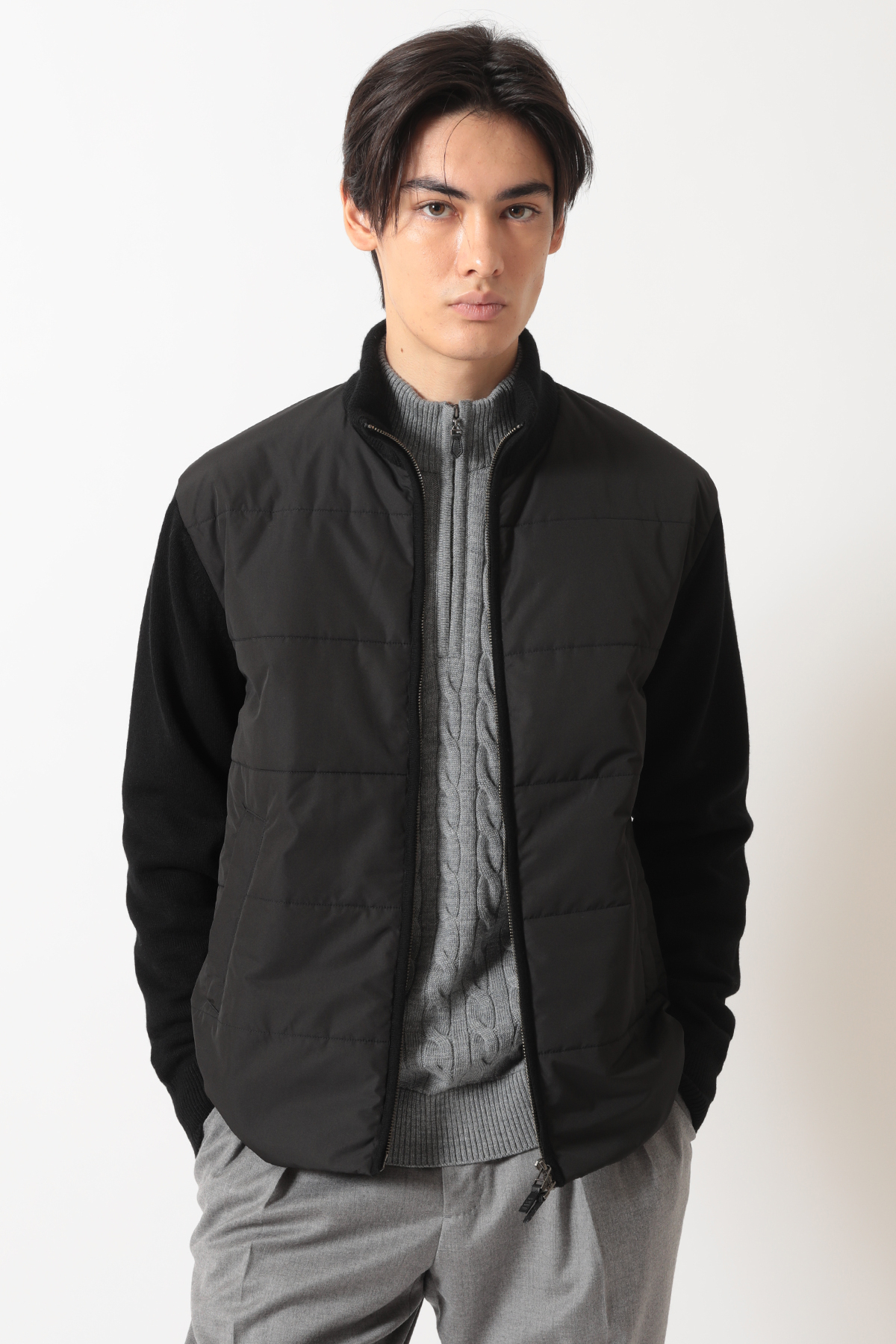 エクストラファインウール ニットブルゾン 詳細画像 ブラック 1