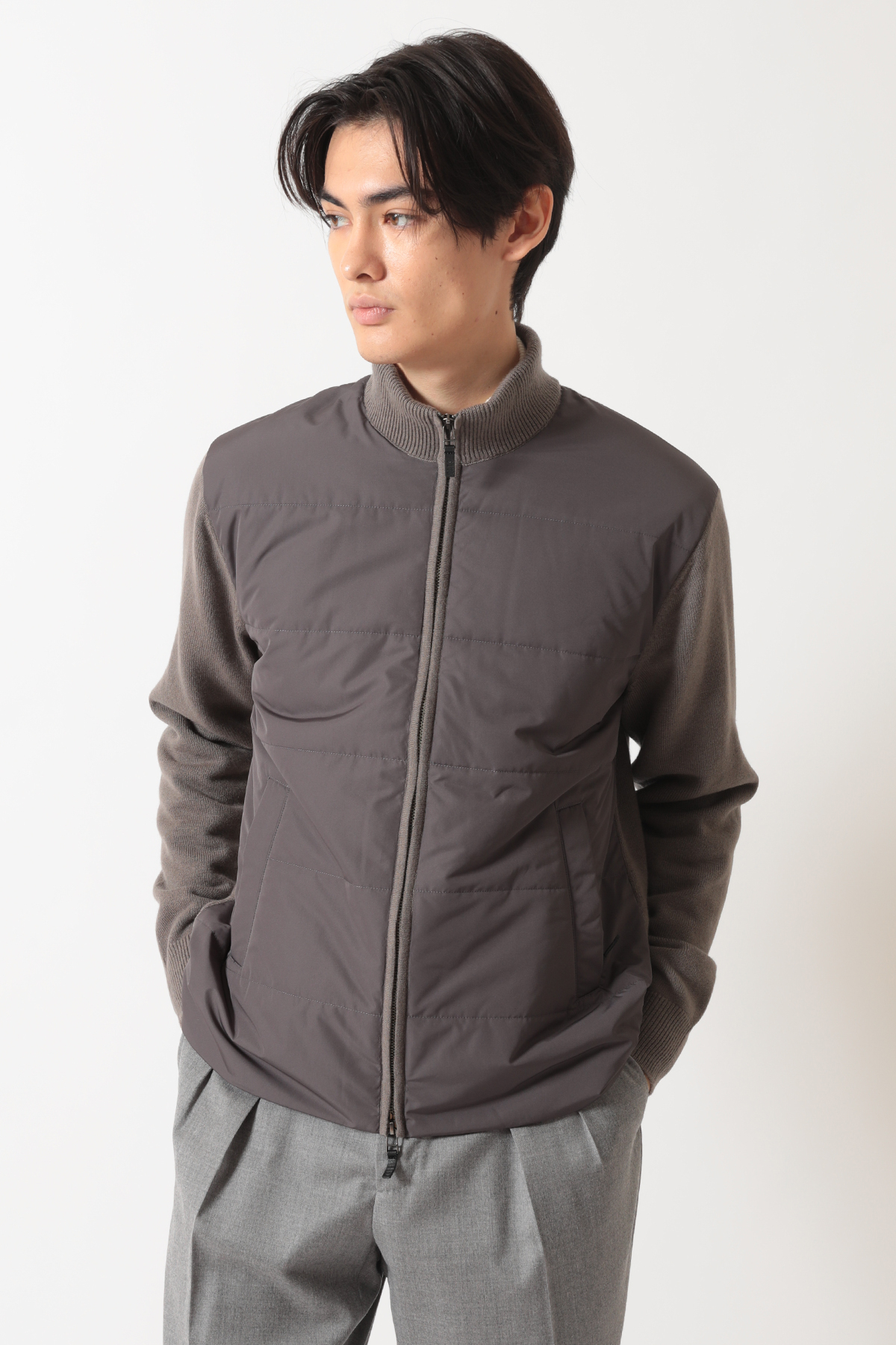 エクストラファインウール ニットブルゾン 詳細画像 グレージュ 2