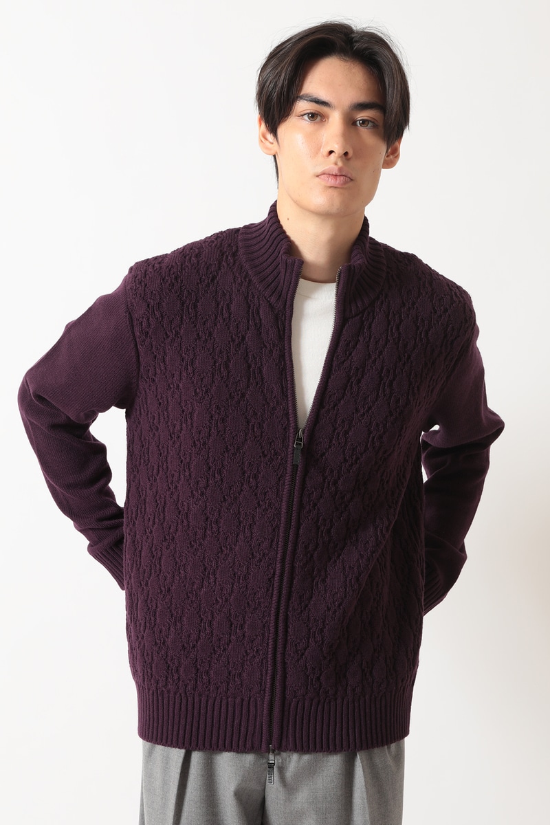 JS エアリースパン アラン裏目 ニットブルゾン