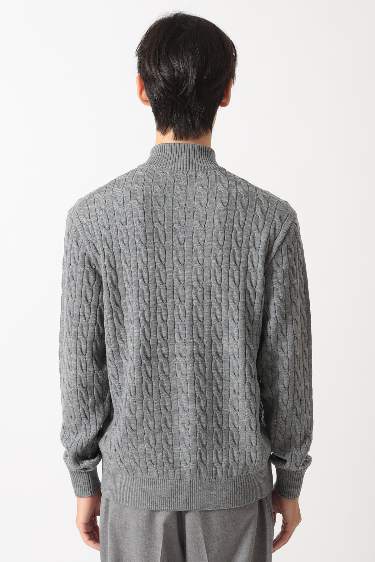 メリノウール ケーブルジップアップニット 詳細画像 2