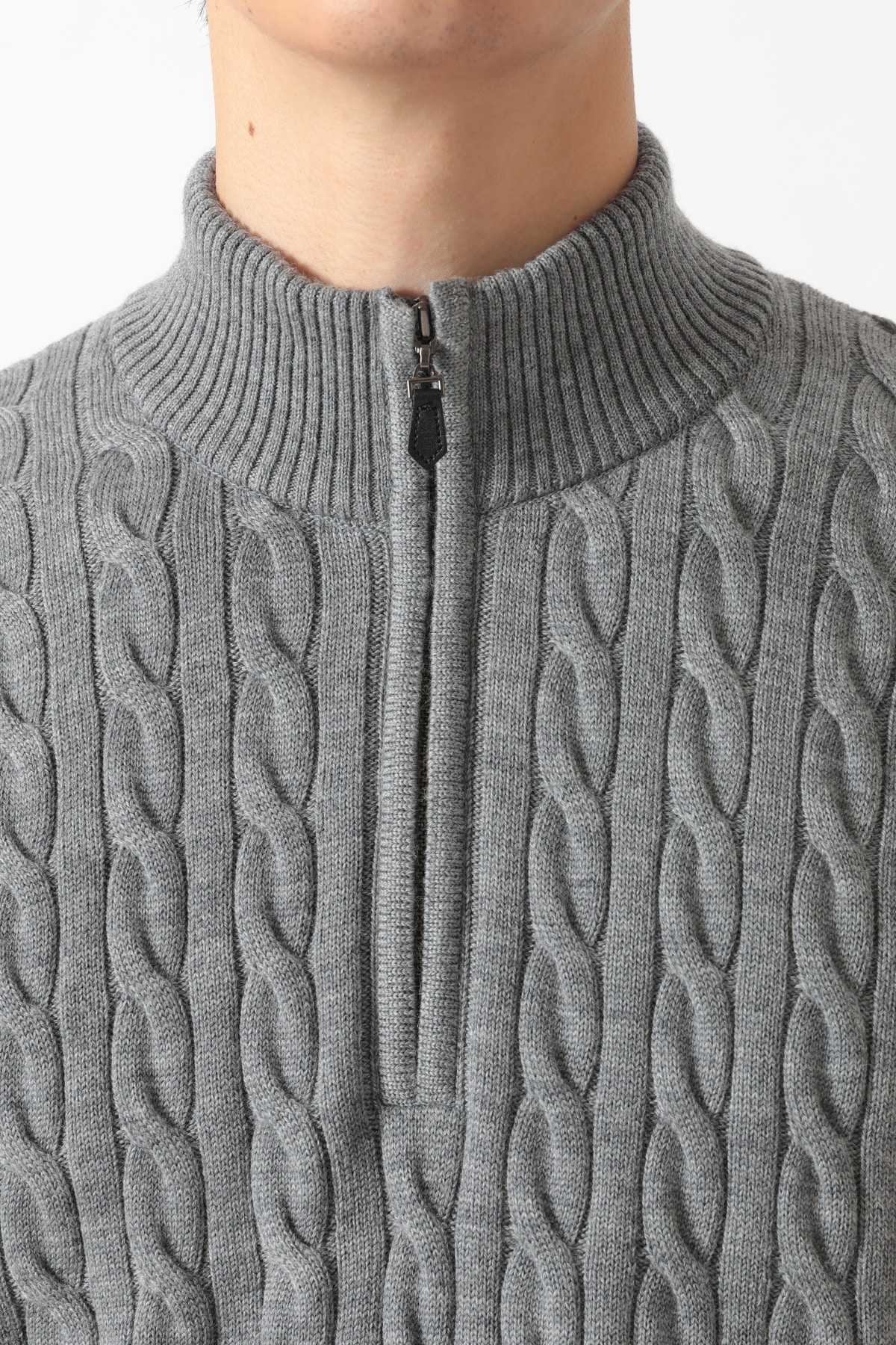 メリノウール ケーブルジップアップニット 詳細画像 4