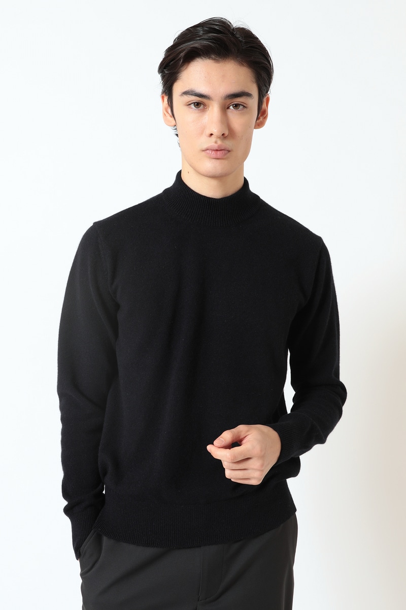 カシミヤブレンド ハイネックニット 詳細画像 ネイビー