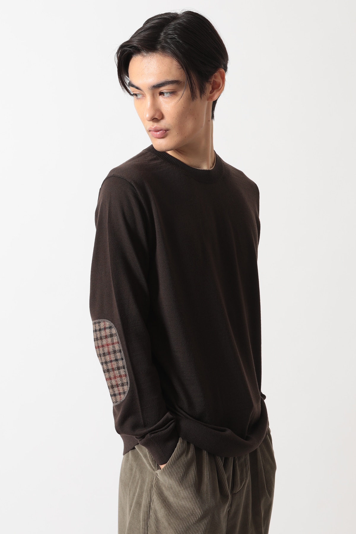 スーパーファインメリノ クルーネックニット 詳細画像 ブラウン 2