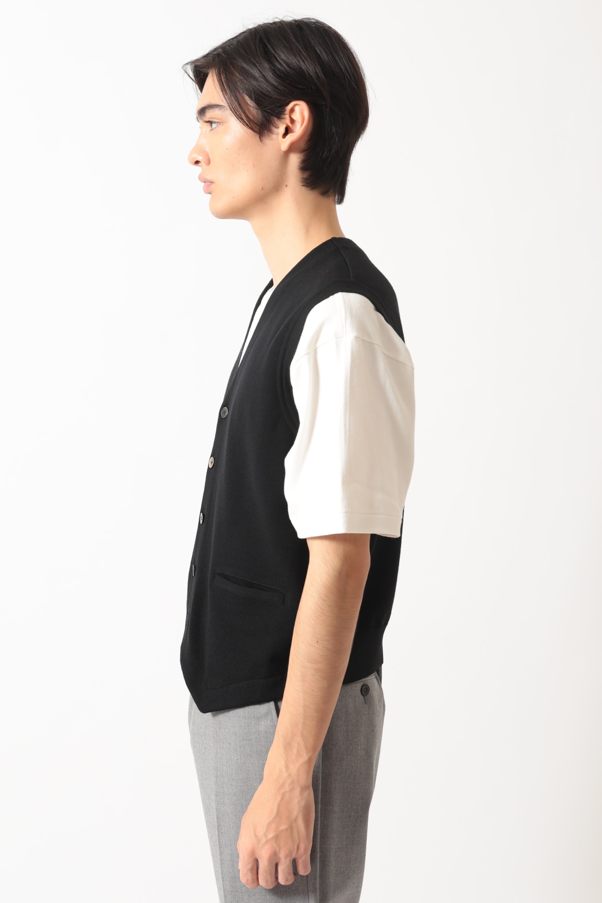 スーパーファインメリノ コンビネーションニットベスト 詳細画像 1